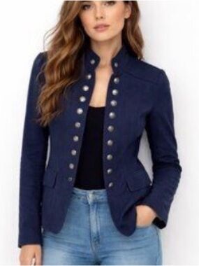 WHBM ladies ponte military navy jacket - size 0